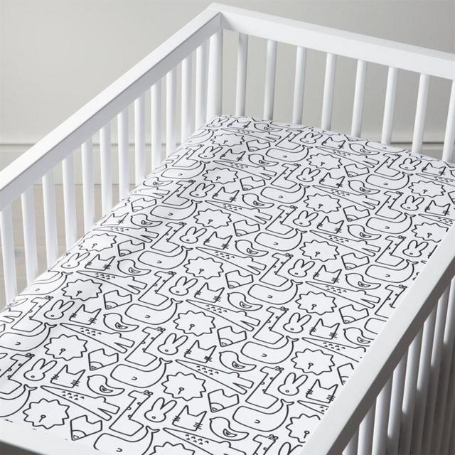 Organic Yellow Animal Crib Fitted Sheet