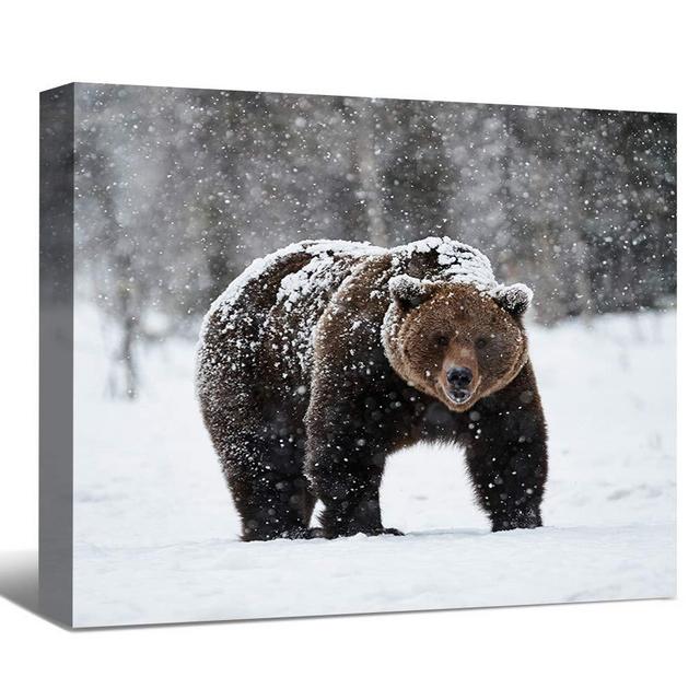 SENEW Animal Canvas Wall Art for Bedroom, Living Room, Office, Black Bear Framed Canvas Art for Home Decor,36" x 24"