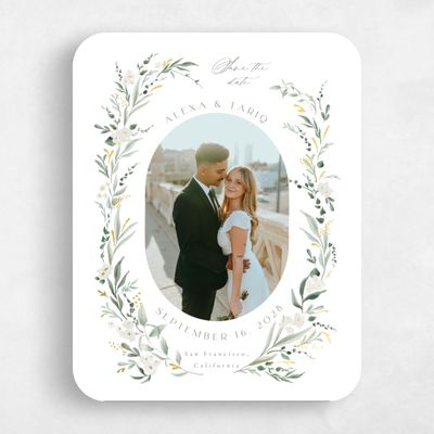 White Rounded Wedding Save the Date - Darcy Photo Foil