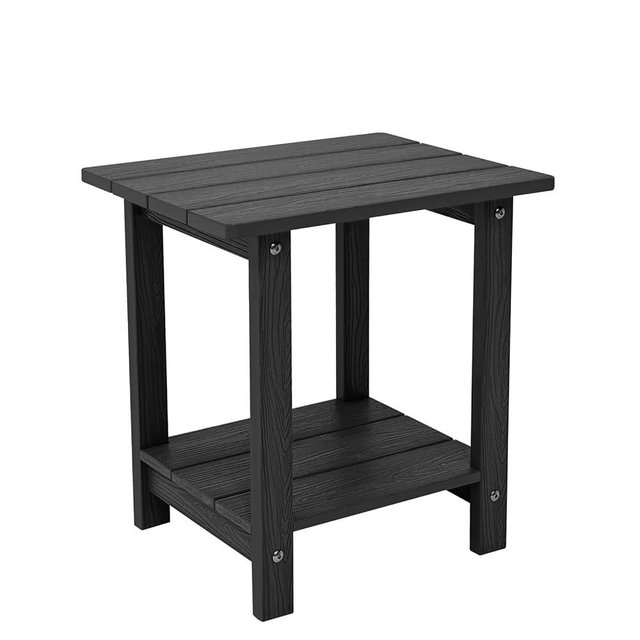 juserox Outdoor Side Table, Weather Resistant Double Small Adirondack Side Table, Outdoor Indoor End Table for Adirondack Chair, 17" Patio Table for Pool, Deck and Porch, New Black