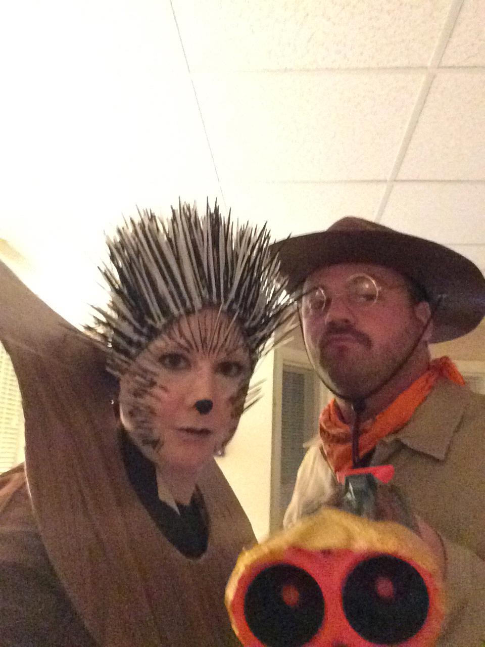 Our first Halloween together in 2016. Teddy Roosevelt and his prickly prize.