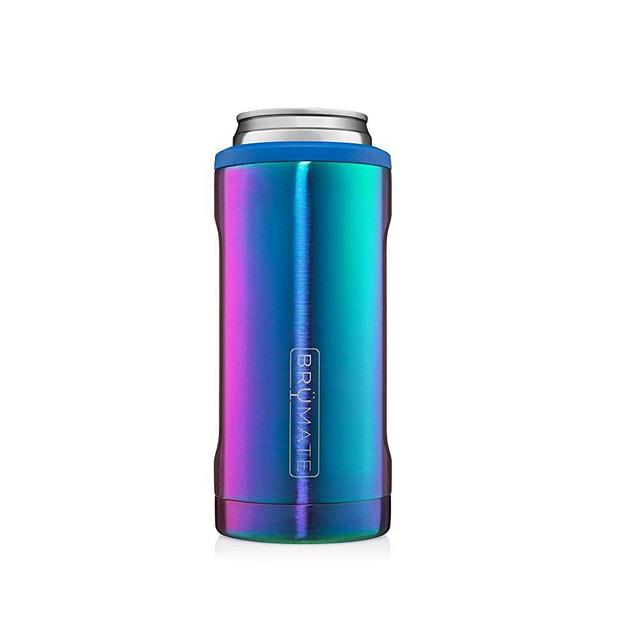 BrüMate Hopsulator Slim Double-Walled Stainless Steel Insulated Can Cooler for 12 Oz Slim Cans (Rainbow Titanium)