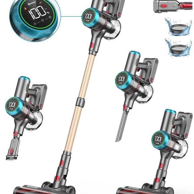 ZCAISH Cordless Vacuum Cleaner, 550W/45Kpa Stick Vacuum with Smart Display, MAX 60Mins Vacuum Cleaners for Home with Aromatherapy System, Anti-Tangle Vacuum Cleaner for Carpet/Hardwood Floor/Pet Hair