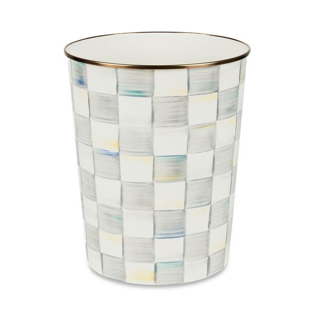 Mackenzie-Childs Sterling Check Enamel Waste Bin