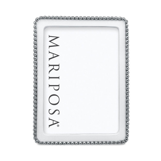 Mariposa Beaded White Picture Frame, 5" x 7"