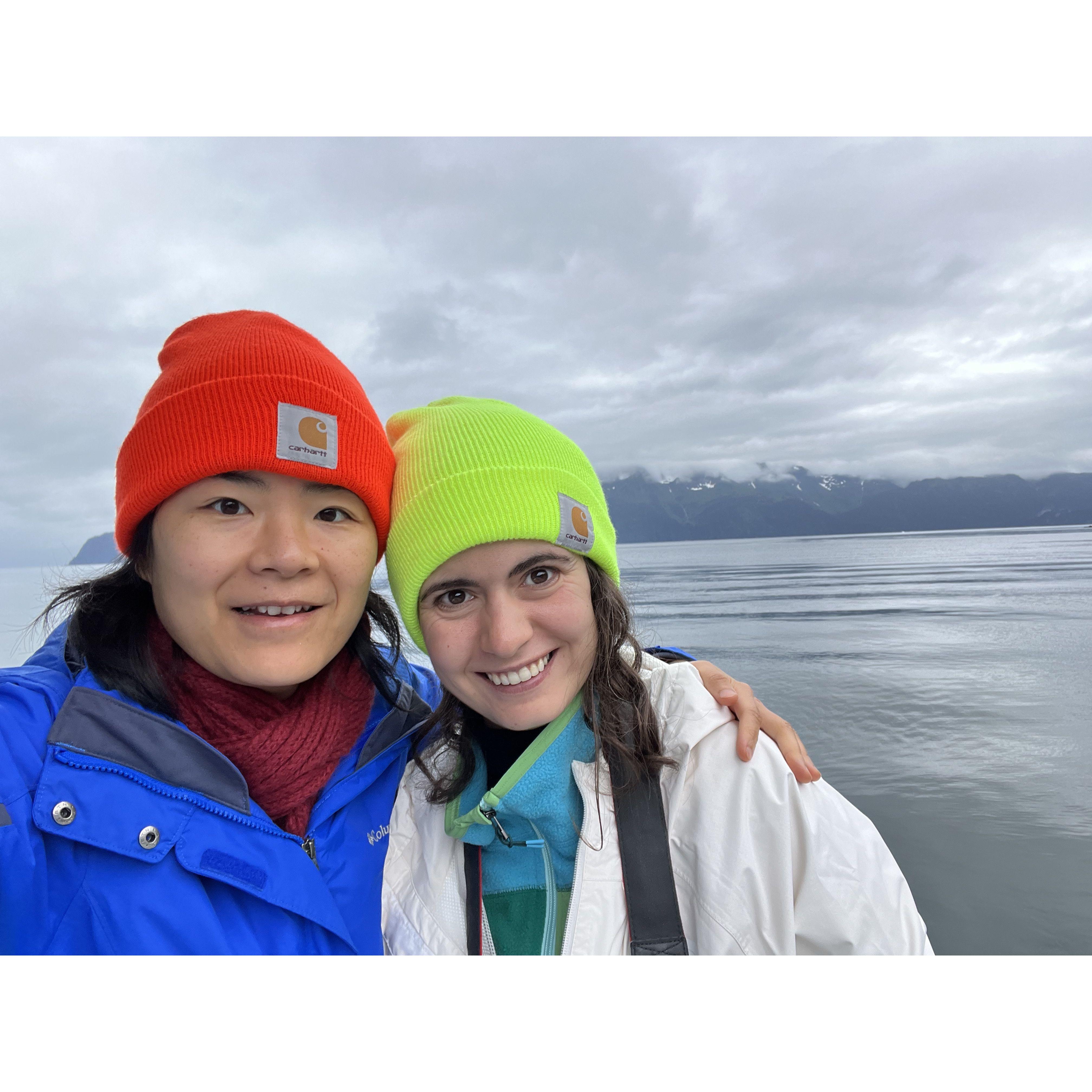 Visiting Alaska with our bombilla hats.