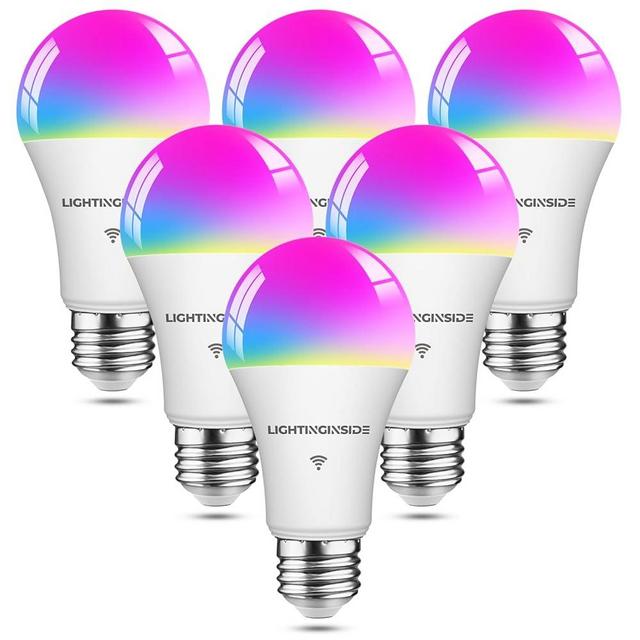 Lightinginside Smart Light Bulbs 100W Equiv., 1350LM 11W Smart Bulb Works with Alexa/Google Home/SmartLife, A19 E26 RGBCW Color Changing, No Hub Required, 2.4G WiFi Bluetooth Bulb, ETL Listed, 6PCS