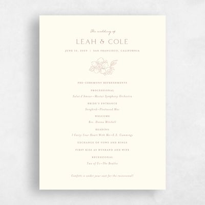 Café au Lait, Yellow Wedding Program - Selindra