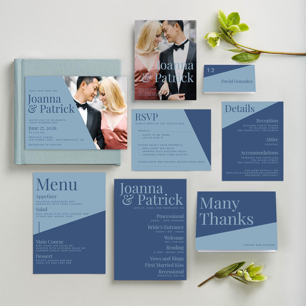 Incanta Photo | Dusty Blue | Zola Wedding Invitations