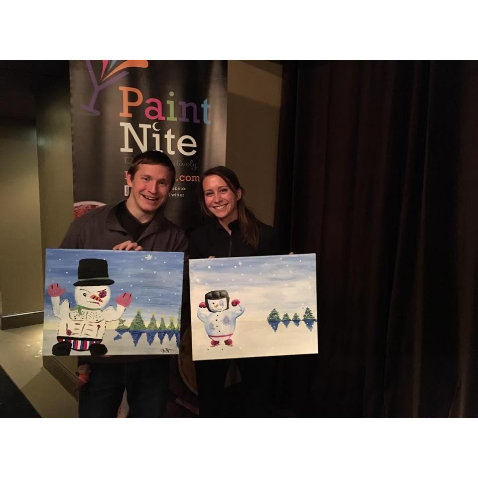First Paint Nite together. Yes, those are Rocky and Apollo Creed snowmen.