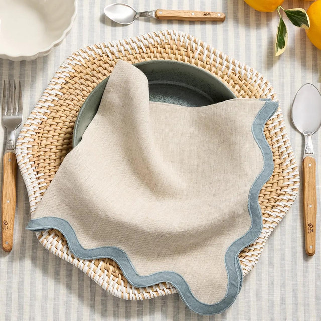 European Linen Scallop Edge Napkins (Set of 8)