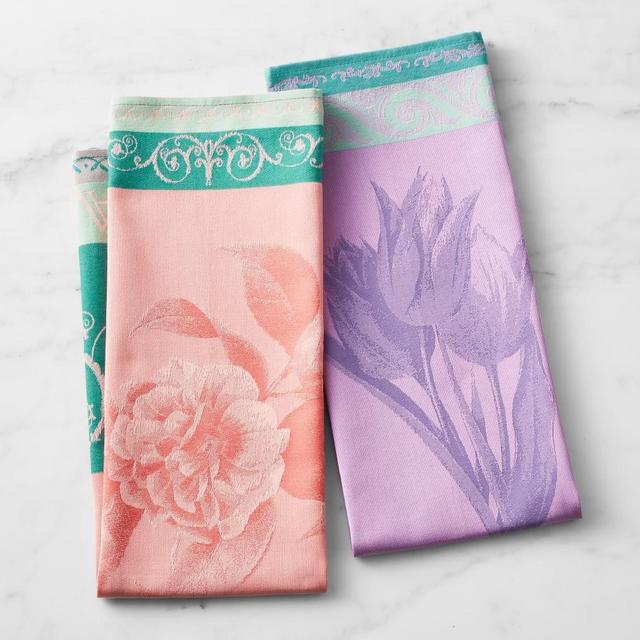 Bright Jacquard Towels, Set of 2, 20" X 30", Flowers