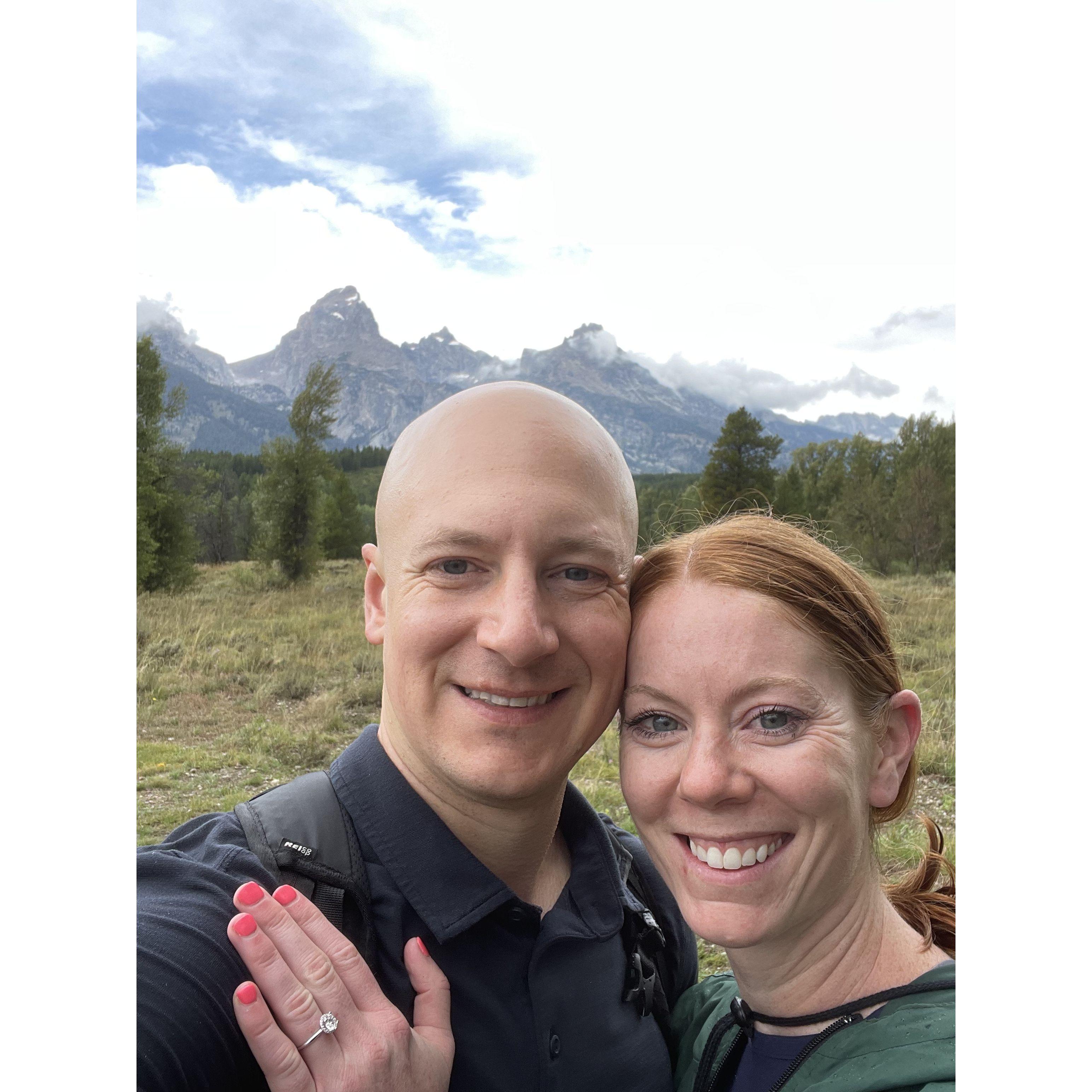 Getting engaged in the rain at Grand Teton National Park, August 27, 2023