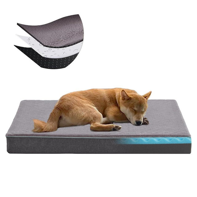 URGVANZ PET Cooling Dog Beds for Large Dogs, Orthopedic Memory Foam Dog Bed, Large Pet Beds with Washable Cover, Ideal for Arthritic Dogs Up to 65Lbs
