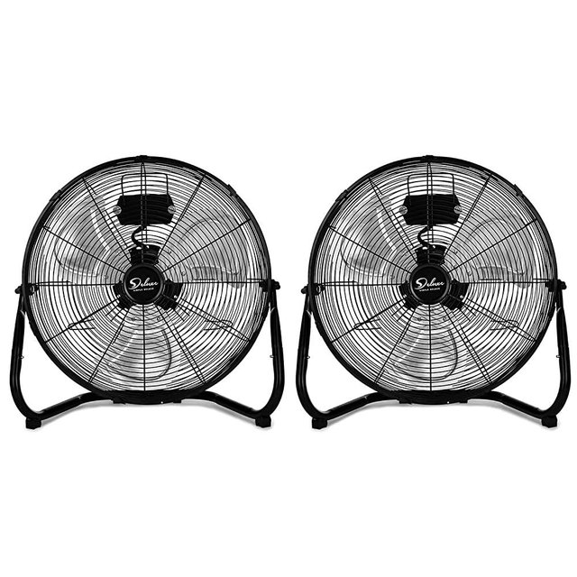 Simple Deluxe 18 Inch 3-Speed High Velocity Heavy Duty Metal Industrial Floor Fans Quiet for Home Commercial, Residential, and Greenhouse Use, Outdoor/Indoor, Black, 2 Pack