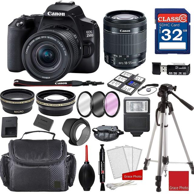 Canon EOS 250D / Rebel SL3 DSLR Camera with 18-55mm f/4-5.6 STM + Professional Accessory Bundle
