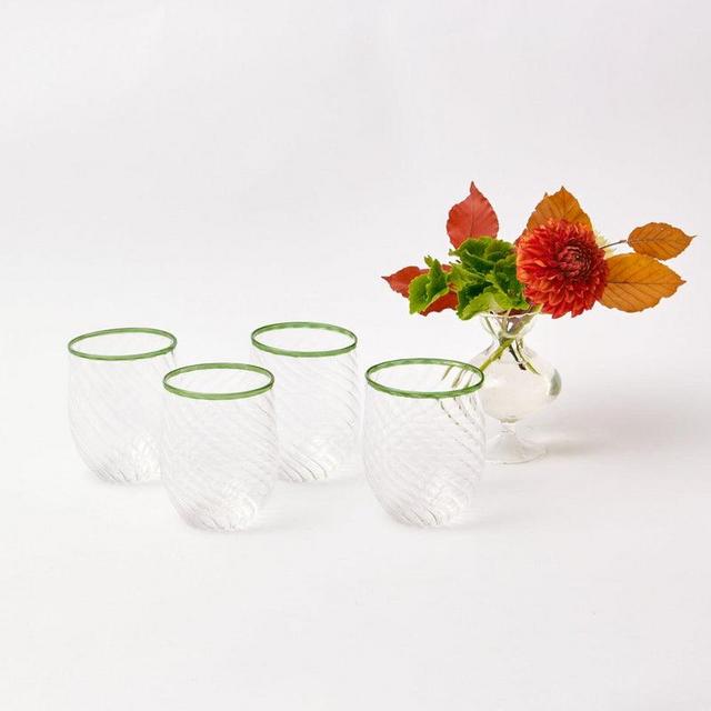 Olive Rim Swirl Water Glass (Set of 4)