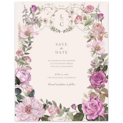 Purple Wedding Digital Save the Date - Trellis Portrait