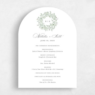 White Arch Wedding Program - Elaina