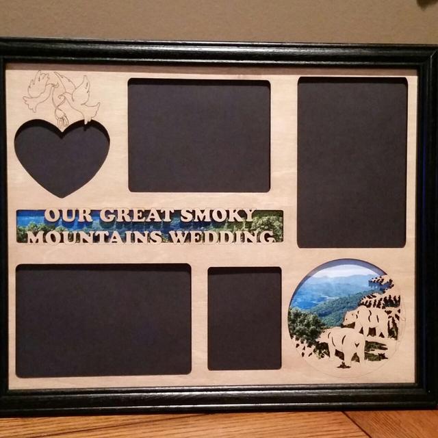 11x14 Our Great Smoky Mountains Wedding Laser Engraved Picture Frame with 5 Photo Holes
