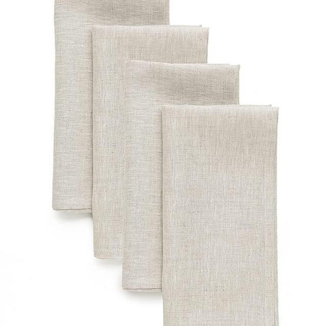 Pure Linen Napkins Athena – Light Natural, 20 x 20 Inch Set of 4, 100% Pure Linen Machine Washable Dinner Napkins by Solino Home
