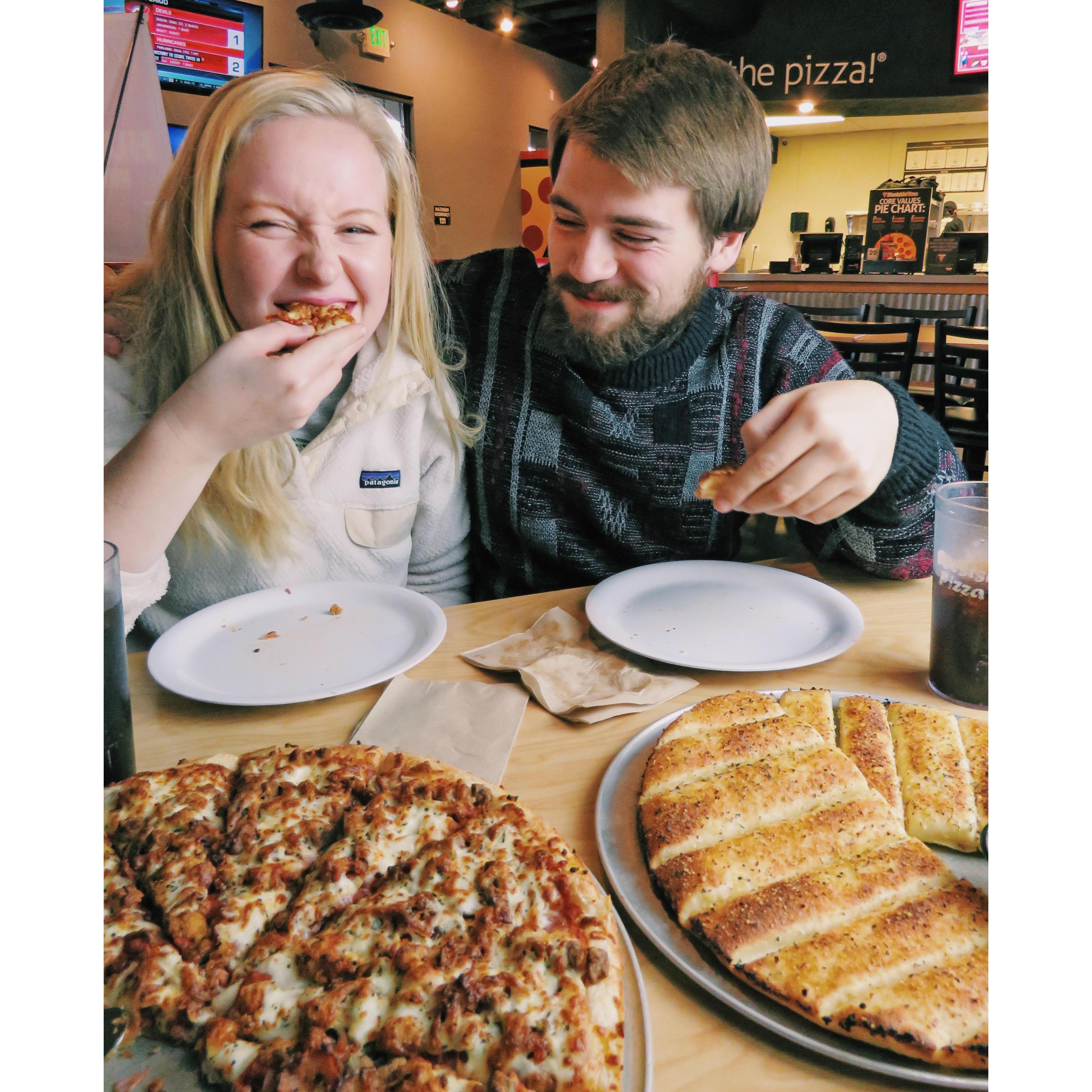 Not an engagement photo, but still a great, pizza-filled shot! (2018)