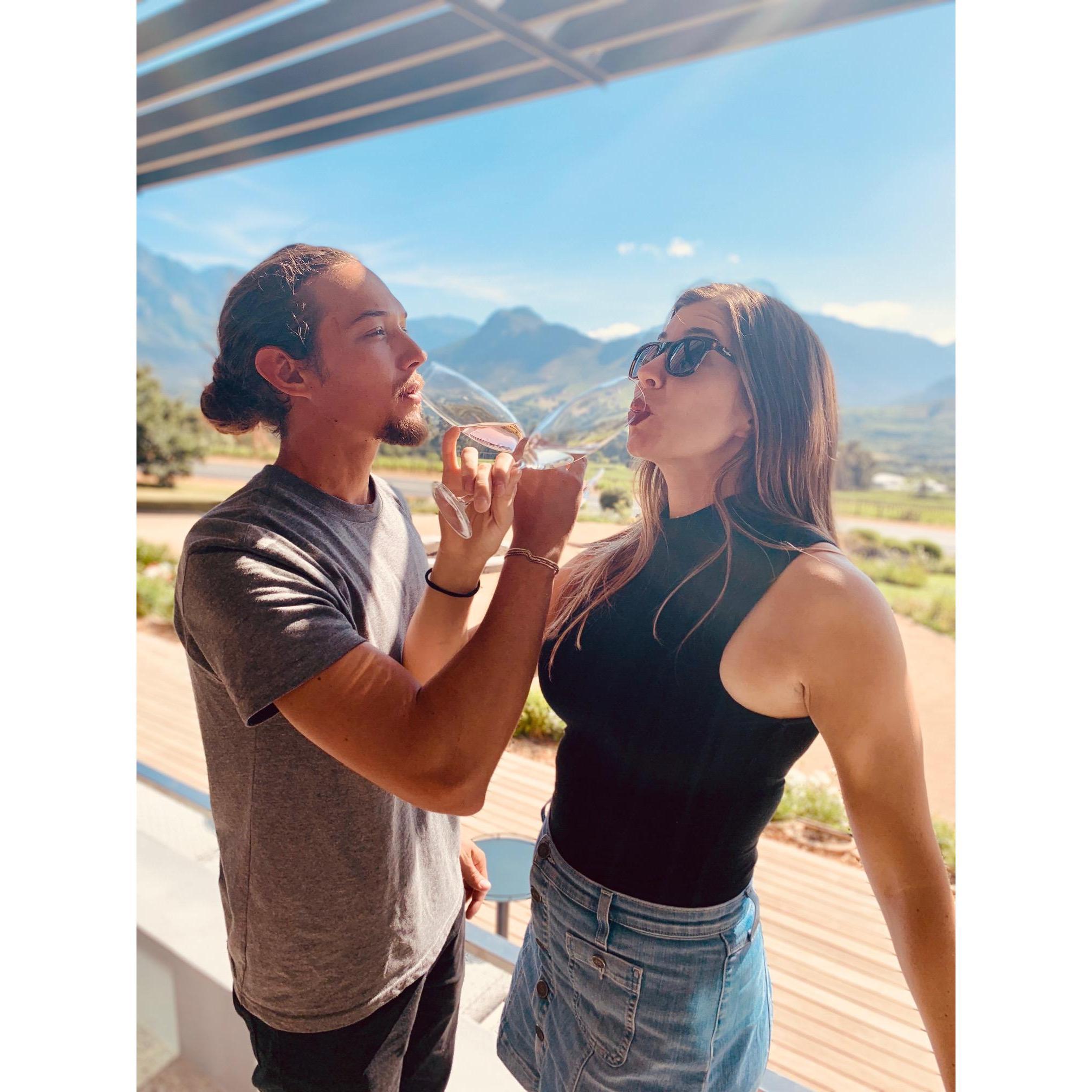 Practicing for the wedding toasts!