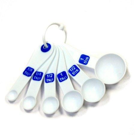 Chef Craft 6PC Measuring Spoons, White/Blue