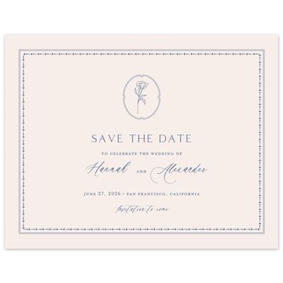 Blue Bordered Wedding Digital Save the Date - Piran Landscape