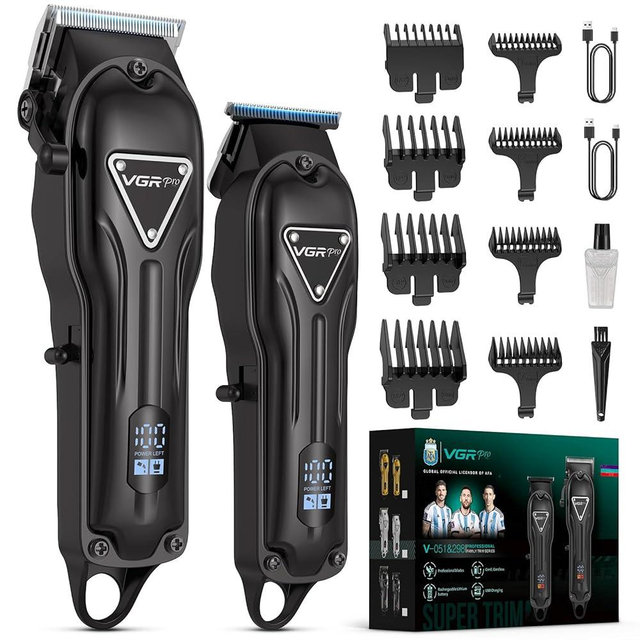 Vgrpro Hair Clippers for Men Professional, Cordless Clipper and Trimmer Set, Clippers for Hair Cutting Kit with Long Battery Life, Electric Hair Trimmer for Family Barber Kids Use (Black)