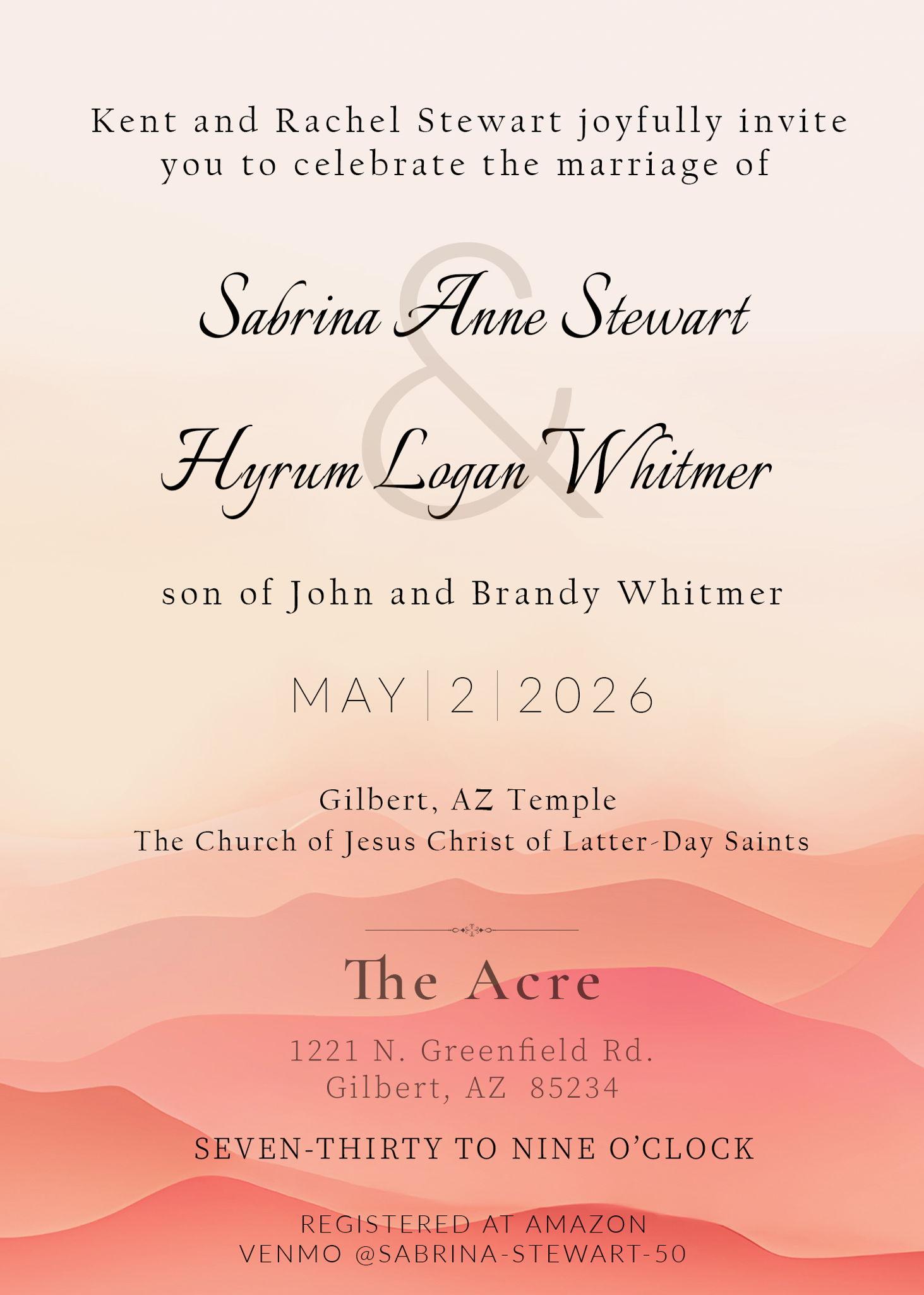 The Wedding Website of Sabrina Stewart and Hyrum Whitmer