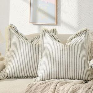 Set of 2 Striped Pillow Covers - GRAY 20" x 20" (Pack of 2)
