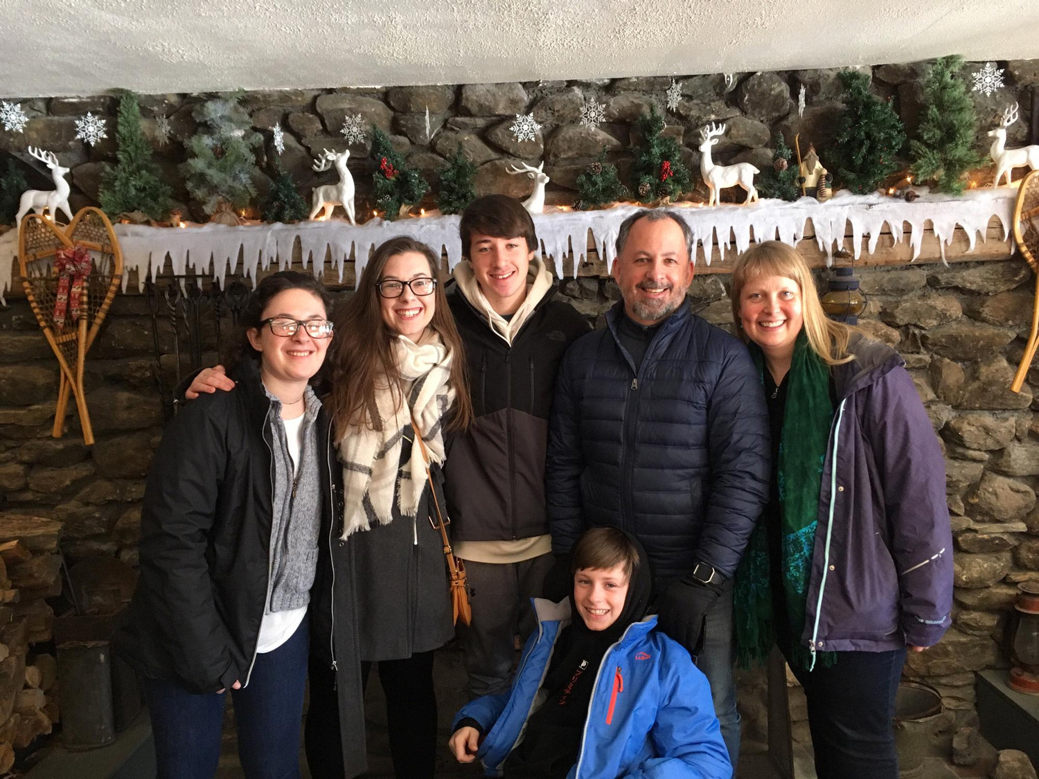 Showing the kids the Summit Lodge!