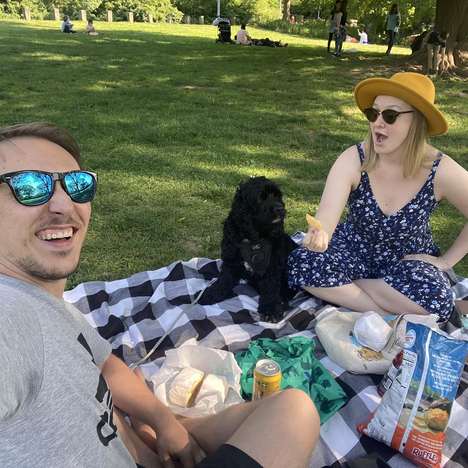 A picnic in Fort Tryon Park with our Stanley boy - 2021