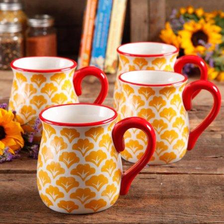 The Pioneer Woman Flea Market 18 oz Decorated Belly Mugs, Set of 4