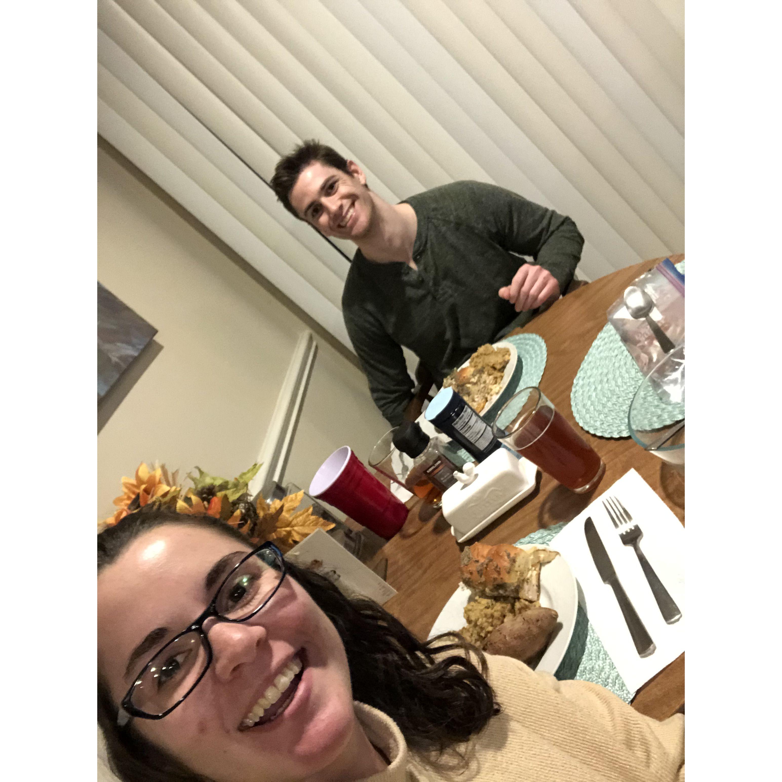 This was our pitiful but memorable COVID Thanksgiving dinner!