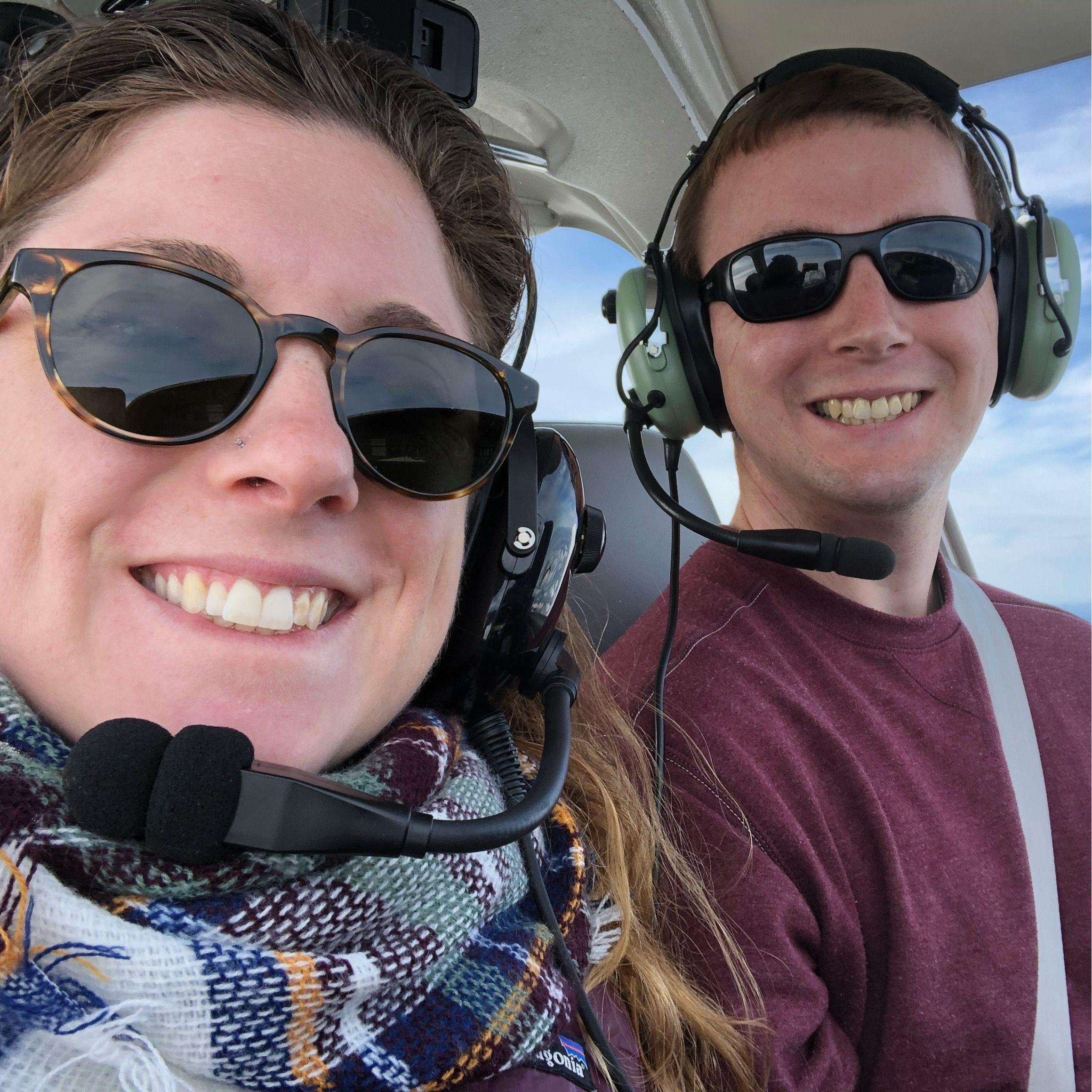 Pilot Chris takes Carole on one of her first flights! January 2020