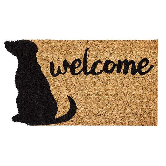 Evergreen Flag Dog Welcome Shaped Coir Mat - 28 x 1 x 16 Inches