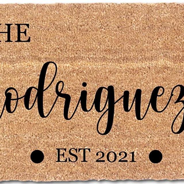 Coco Mats 'N More Personalized Welcome Mat, Black | Size: 18x30 inches - Doormat Outdoor with Non-Skid Vinyl Backing, Thin and Dense Front Door Mats