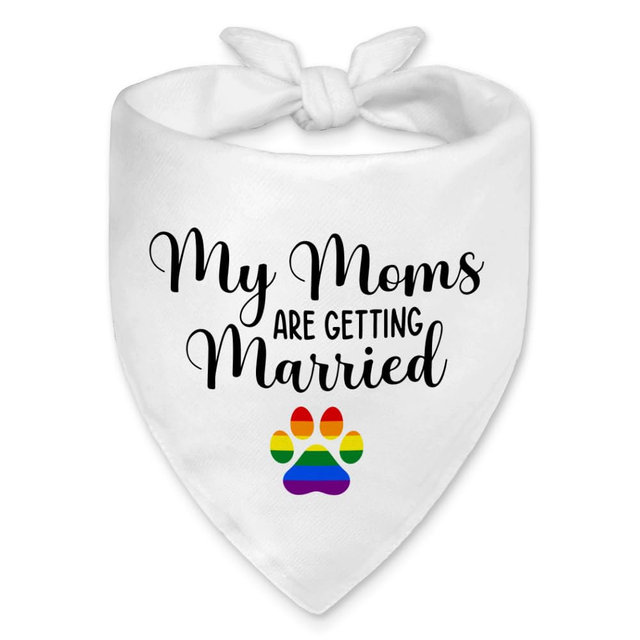 Vgrti My Moms are Getting Married Funny Dog Bandana for Wedding Engagement Photos, Lesbian Engagement Announcement Dogs Bandana, Pet Scarf Accessories for LGBT Wedding Party, LGBT Dog Lovers Gifts