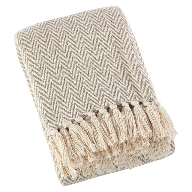 Light Brown Sevan Soft Cotton Diamond Weave Throw Blankets (50"x60")- Saro Lifestyle