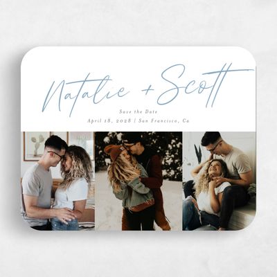 Blue Rounded Wedding Save the Date - Gemma Multiphoto