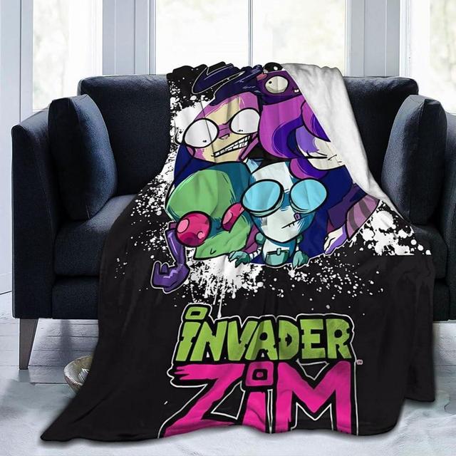 CONPELSON Throw Blanket Invader Anime Zim Soft Flannel Blankets for Children Adult All Season Air Conditioning Blanket for Bed Living Room Sofa 80"x60"