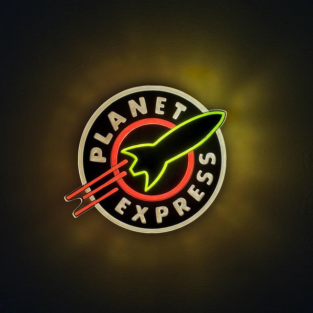Planet Express LED Sign: Futurama Fan Art, Edge Lit Night Light