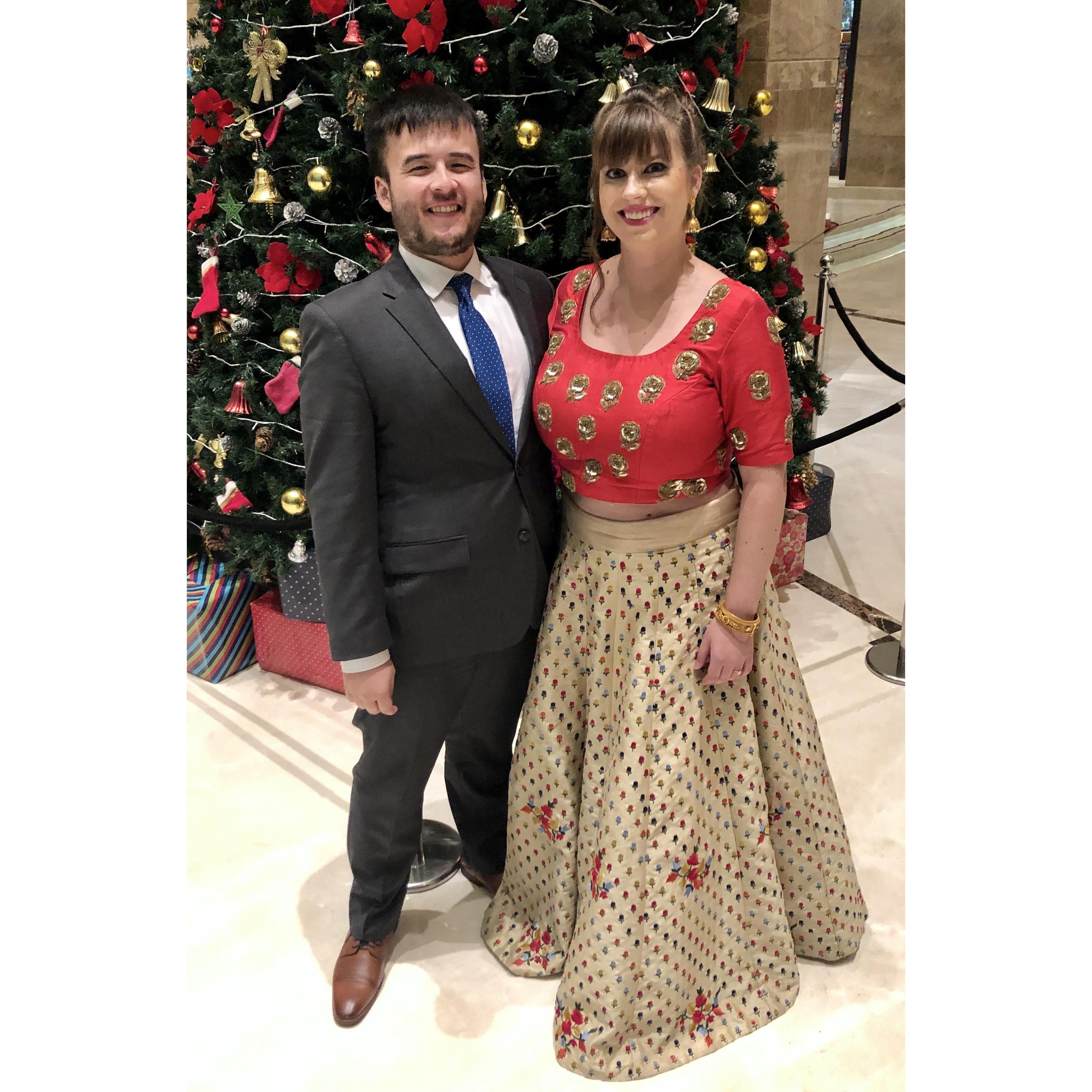 All dolled up for Chris' brother's wedding reception // Bangalore, India // November 2019
