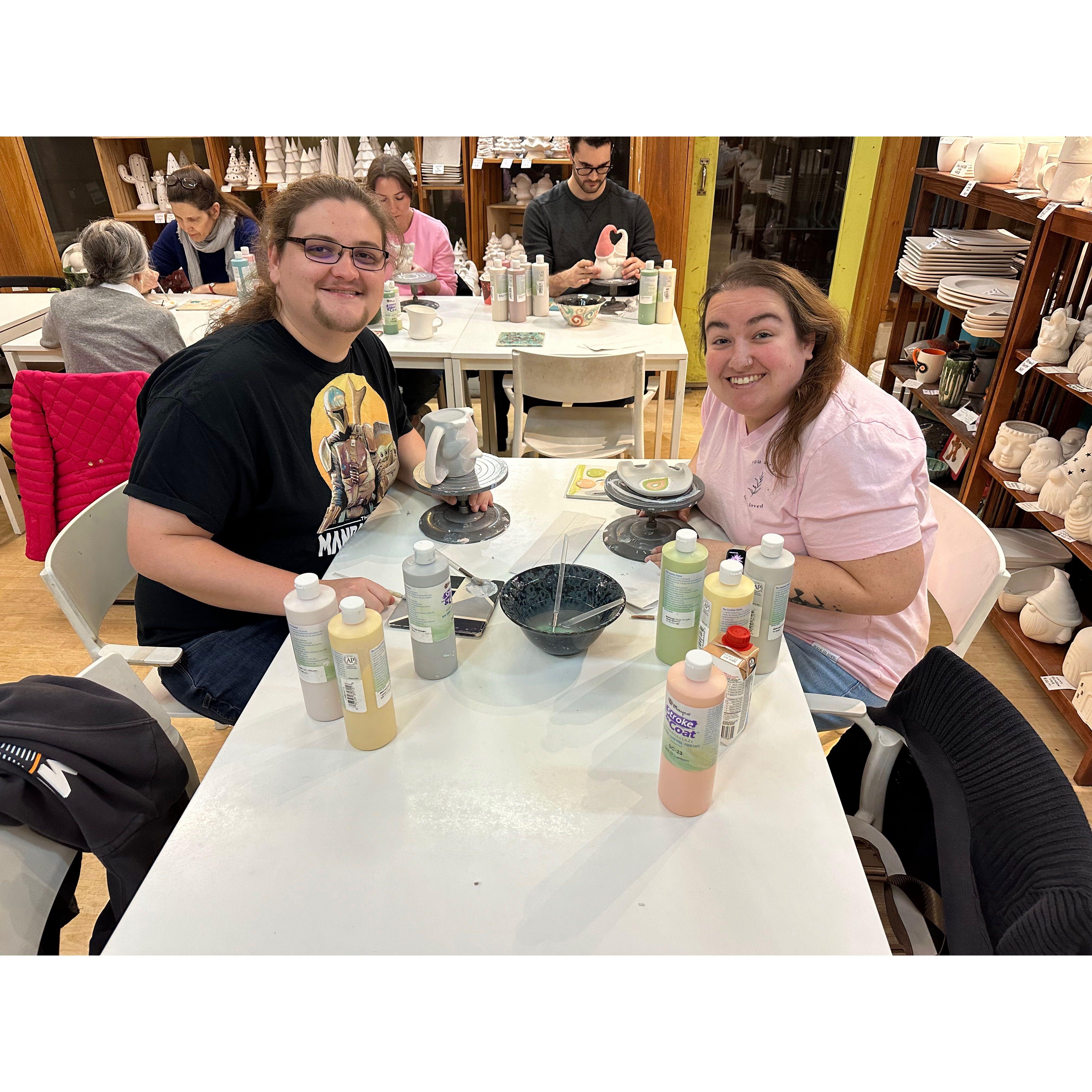 Painting pottery - we became "official" this day.