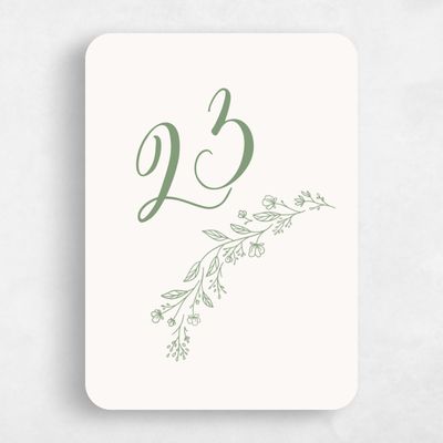 Green Rounded Wedding Table Number - Miette