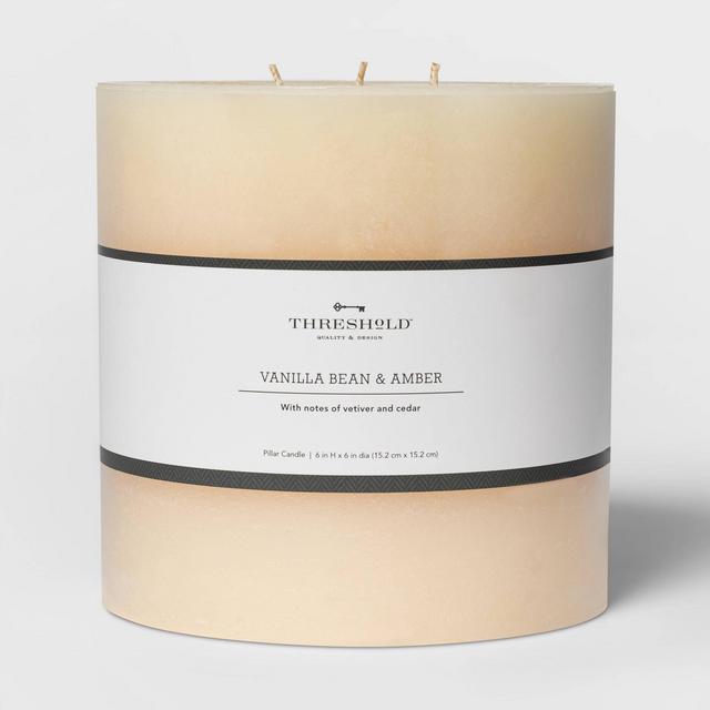 6" x 6" Pillar Vanilla Bean and Amber Candle - Threshold™