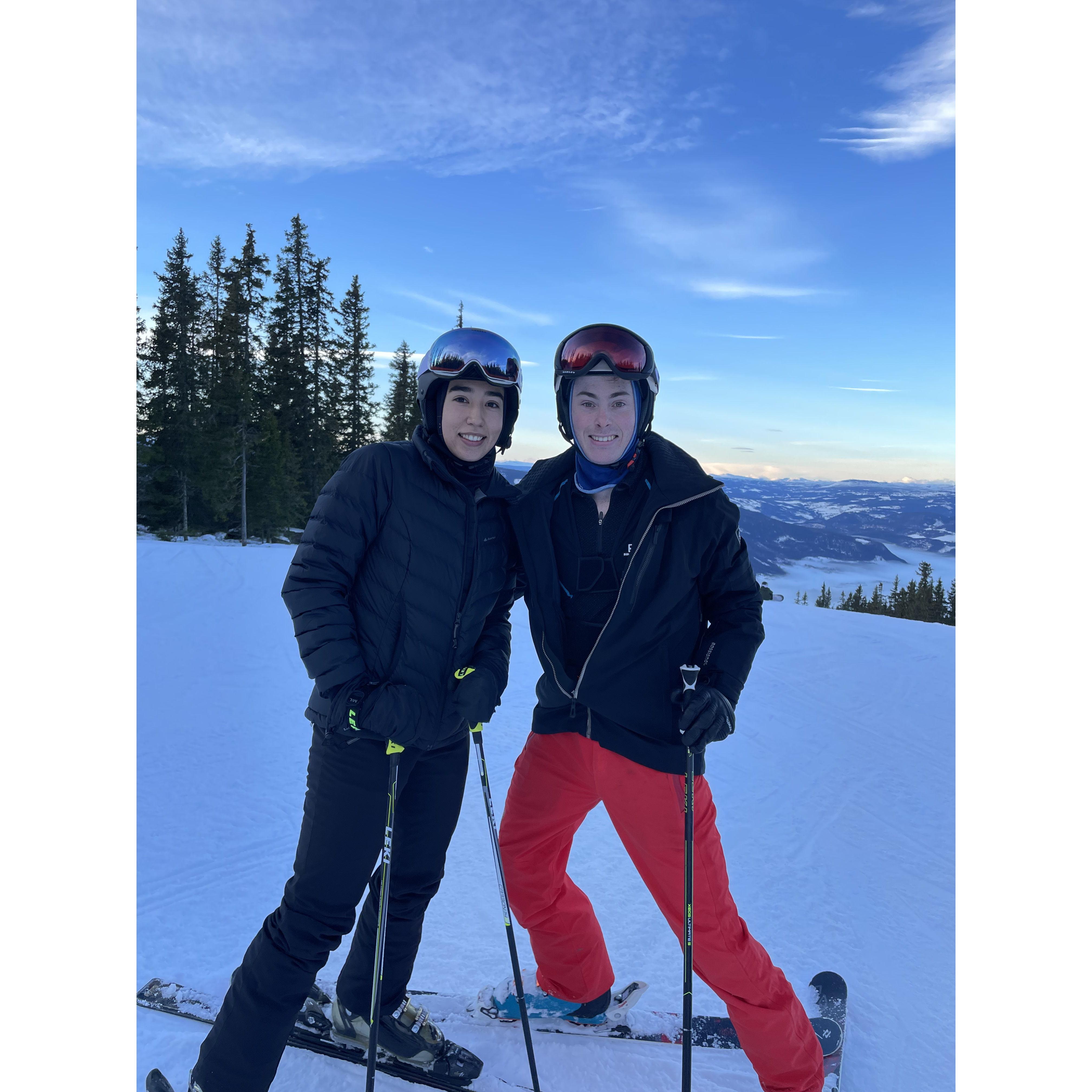 We went skiing! This picture was taken before Mariana took a bad fall...