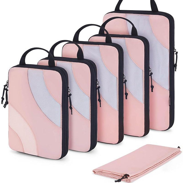 Compression Packing Cubes, BAGSMART 6 Set Travel Packing Cubes for Carry on Suitcases, Compression Suitcase Organizers Bag Set & Travel Cubes for Luggage, Lightweight Packing Organizers with Shoe Bag